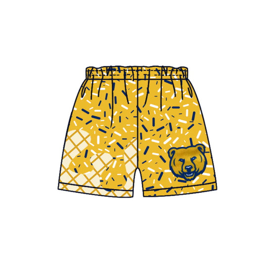 MOQ 3 pcs yellow ice cream sprinkle boys team shorts