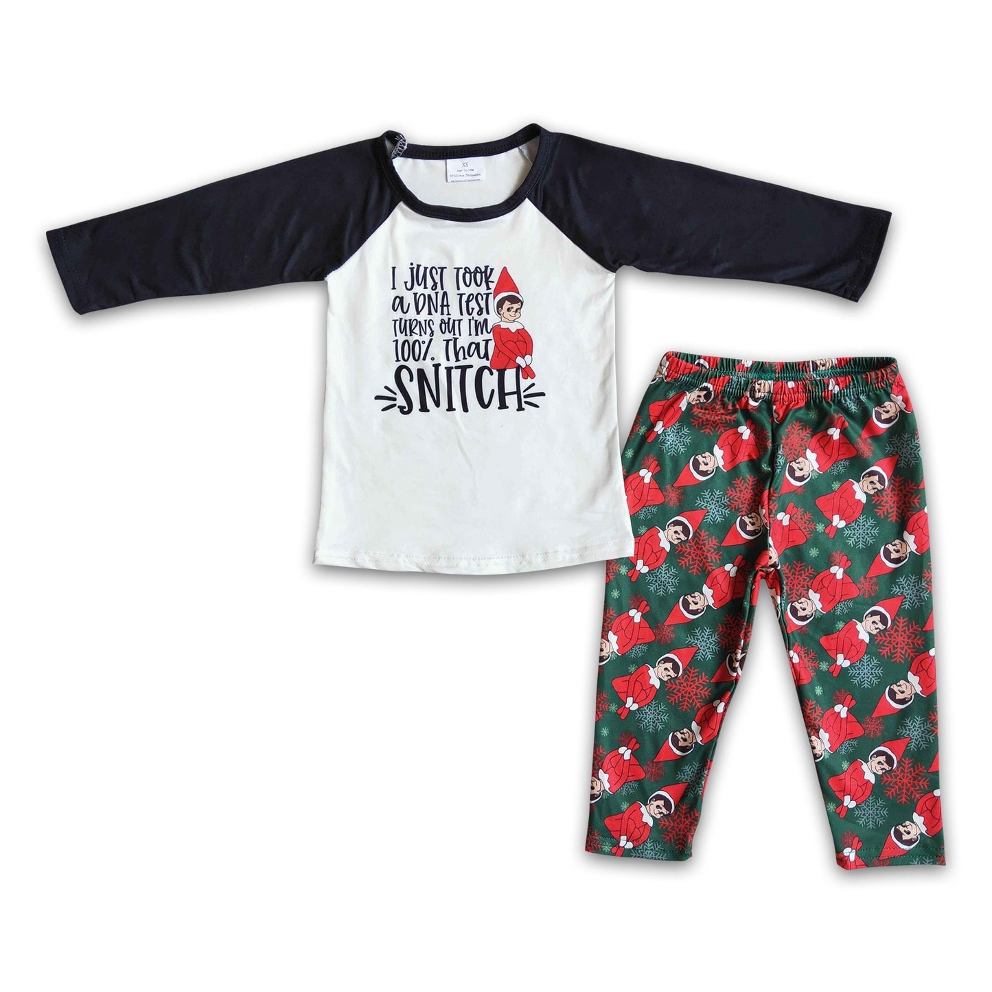 Black raglan naughty and nice leggings boy Christmas outfits