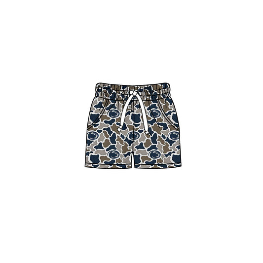 MOQ 5 pcs navy camo pockets kids boys team shorts