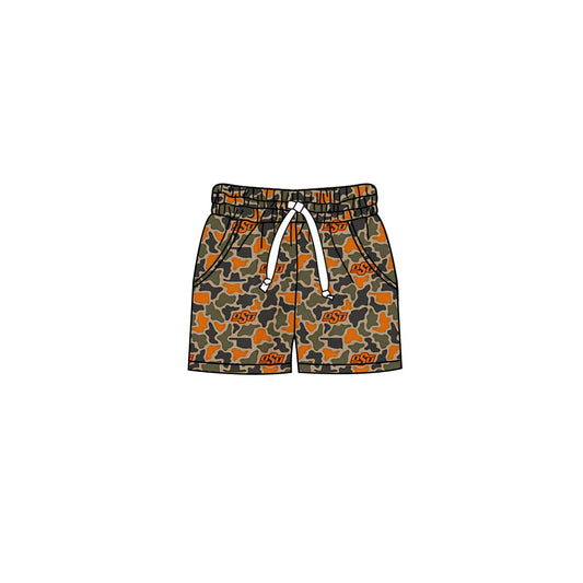 MOQ 5 pcs O S U camo pockets kids boys team shorts
