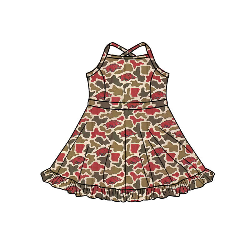 MOQ 5 pcs straps hogs camo girls team athletic dress
