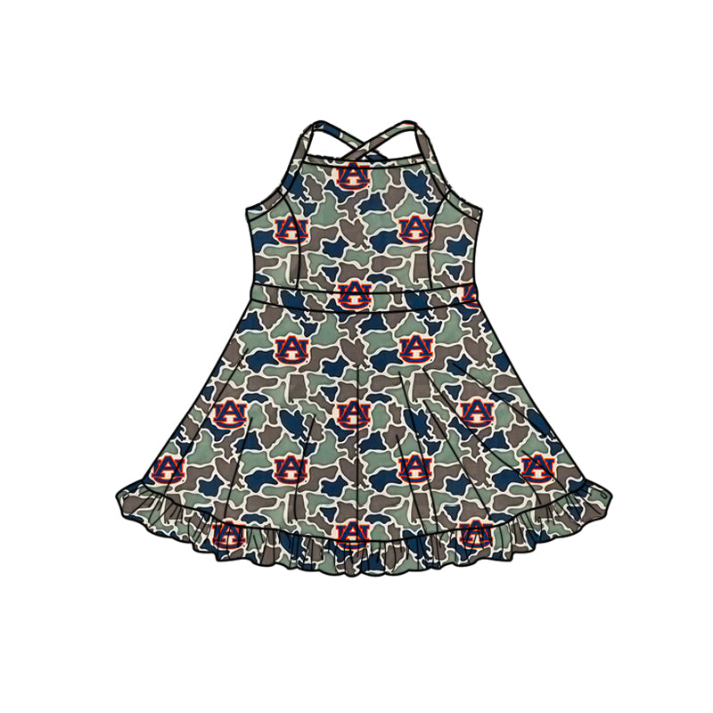MOQ 5 pcs straps A U camo girls team athletic dress