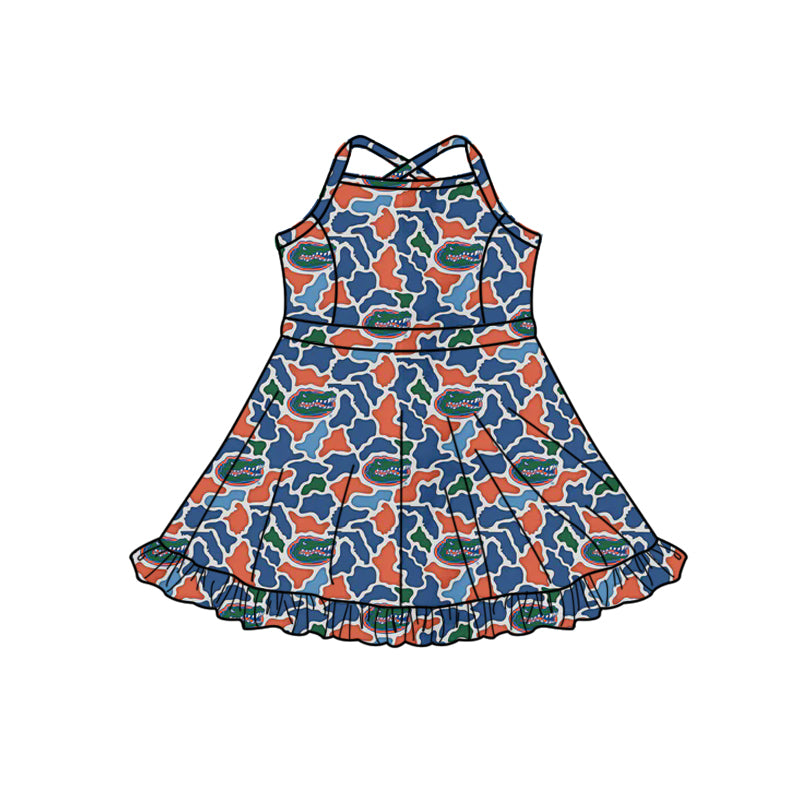 MOQ 5 pcs straps  crocodile camo girls team athletic dress