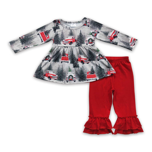 Christmas trucks tunic pants baby kids clothing