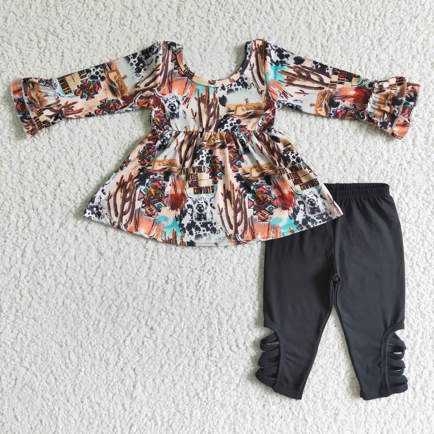 The world need more cowboys tunic leggings girls fall clothing