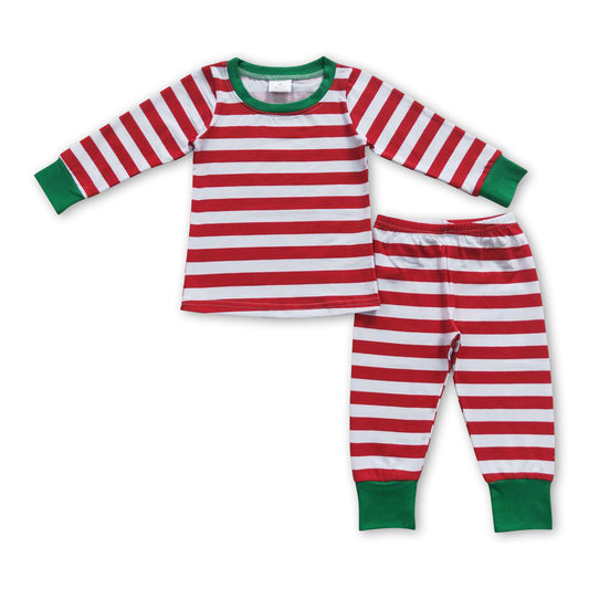 Cotton red striep kids Christmas pjs