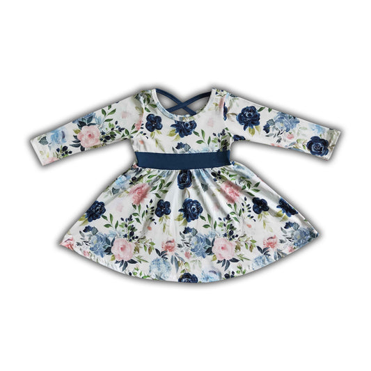 Floral long sleeve twirl girls fall dresses