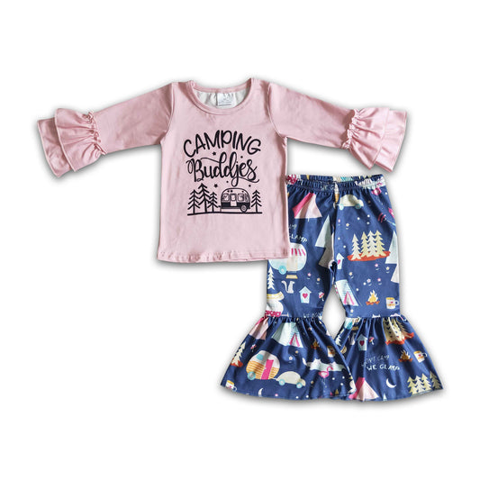 Camping print children clothing set