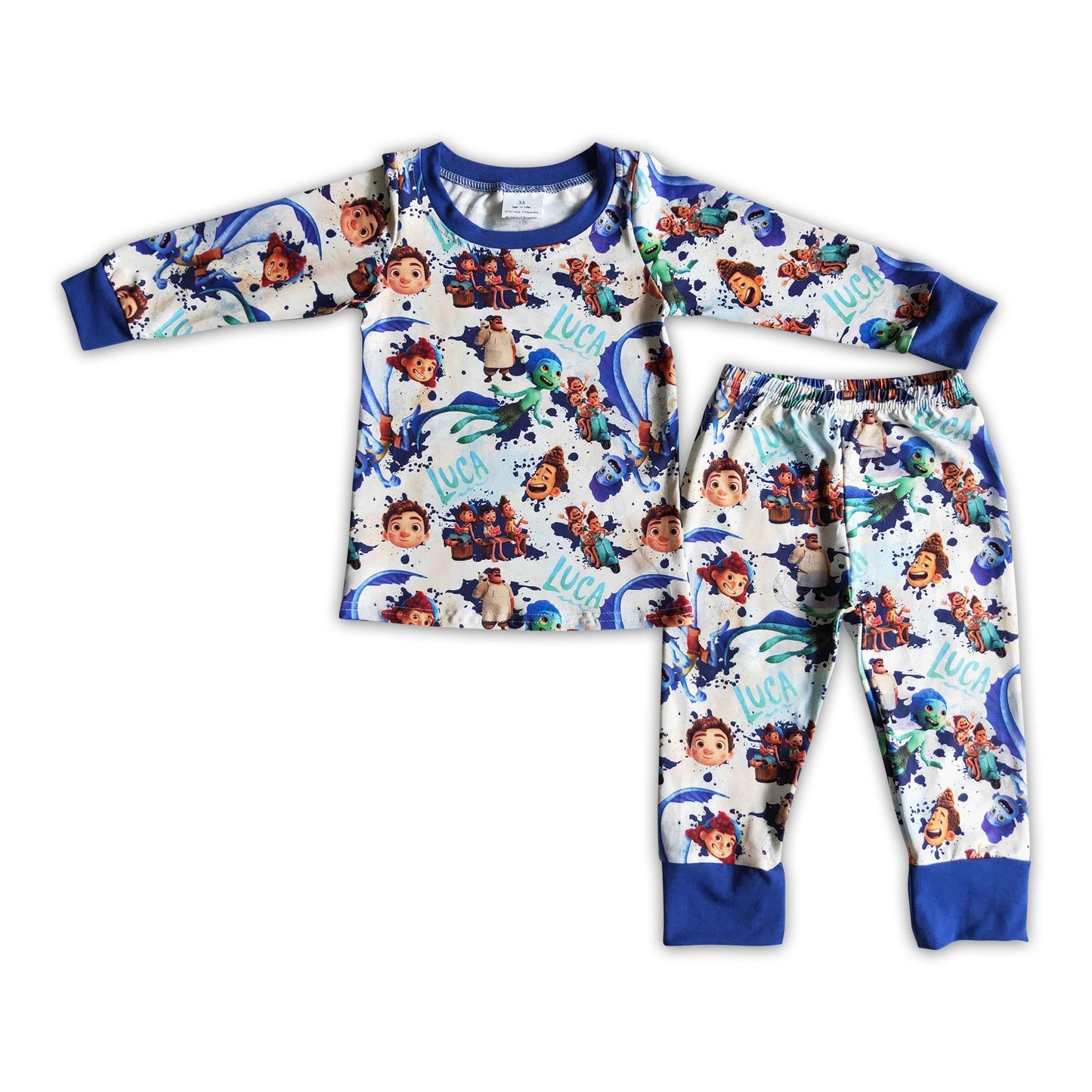 Blue sea long sleeve pants boy pajamas