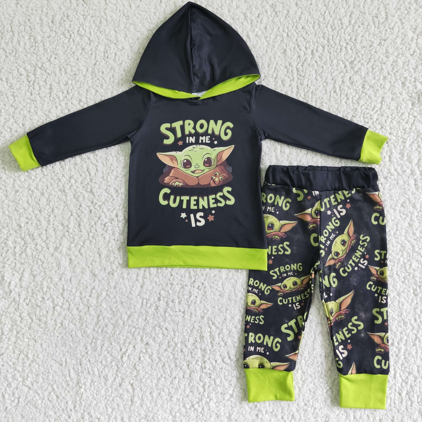 Cuteness long strong sleeve boy hoodies set