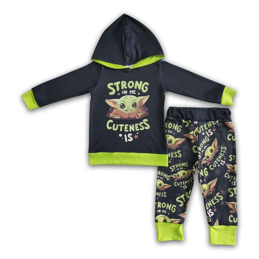 Cuteness long strong sleeve boy hoodies set