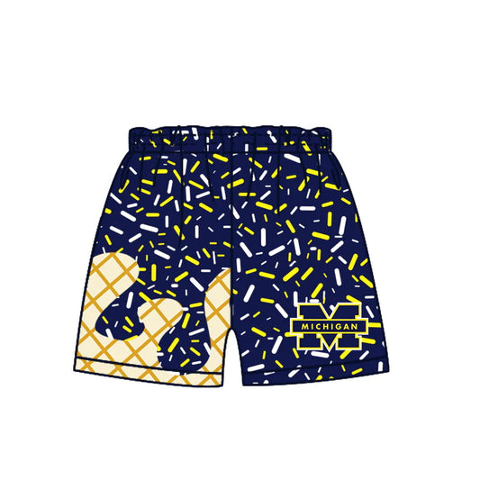 MOQ 3 pcs M navy ice cream sprinkle boys team shorts