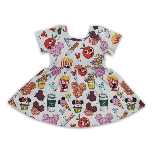 Short sleeve snack print twirl dresses