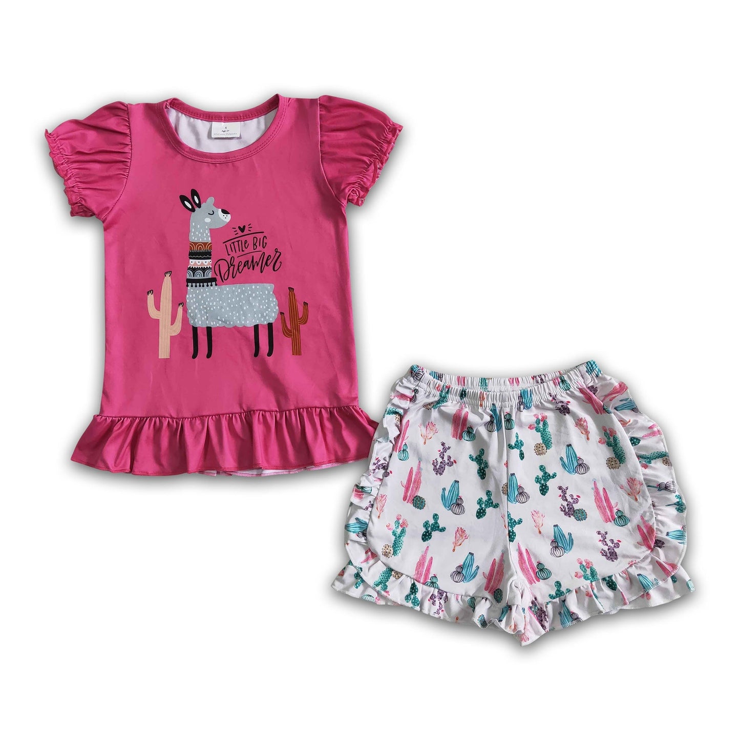 Little big dreamer llama shirt cactus shorts baby girls summer clothes