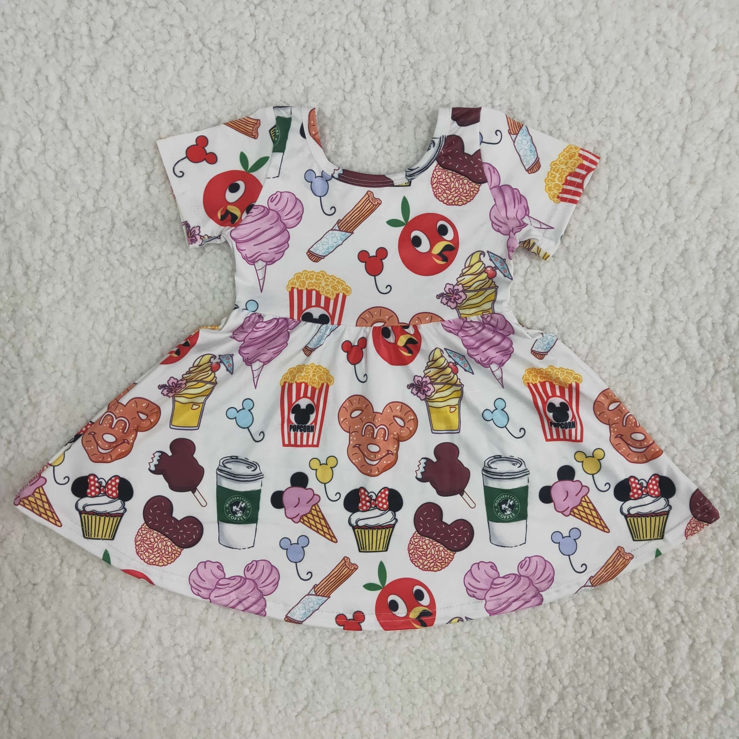 Short sleeve snack print twirl dresses