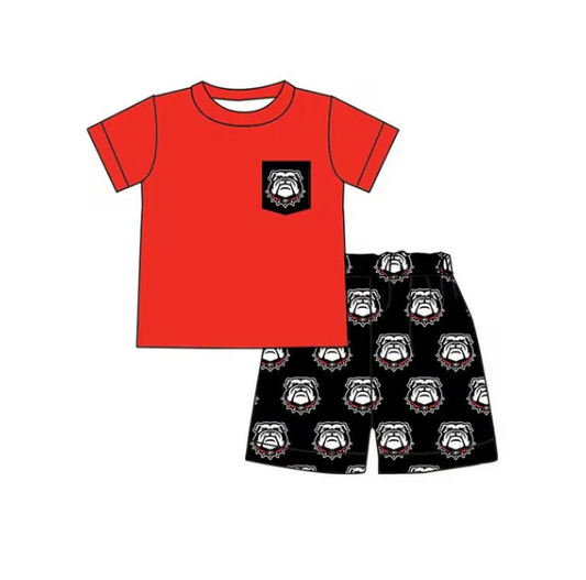 Deadline May 18 red pocket top shorts boys team clothes