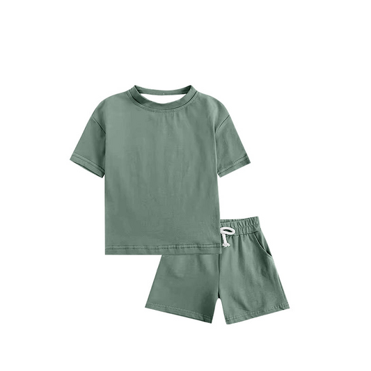 Deadline May 18 olive short sleeves top shorts cotton kids clothes