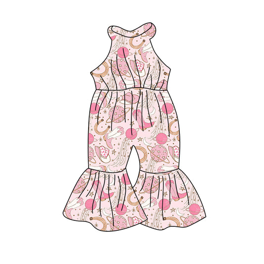 MOQ 5 pink boots hat western girls sleeveless jumpsuit