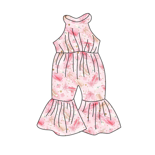 MOQ 5 pink dance shoes sleeveless girls jumpsuit