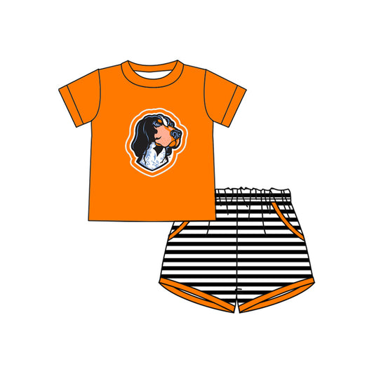 MOQ 5 pcs dog top stripe shorts boys team outfits