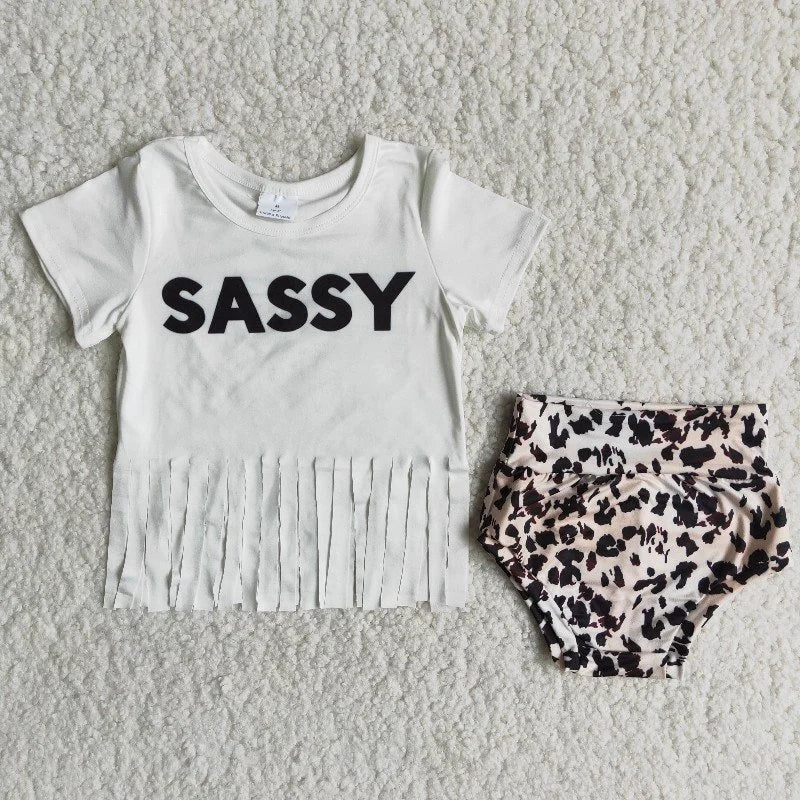 Baby Girl Sassy Bummies Leopard Outfit