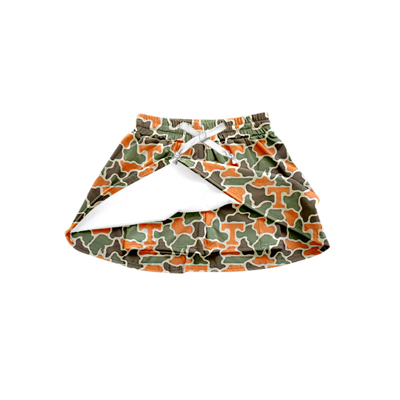 MOQ 5 pcs T camo kids girls team active skirt