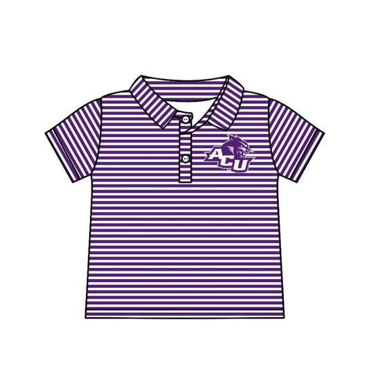 Deadline July 15 2025 purple stripe short sleeves kids boys polo team shirt