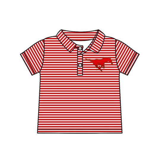 Deadline July 15 2025 horse red stripe short sleeves kids boys polo team shirt