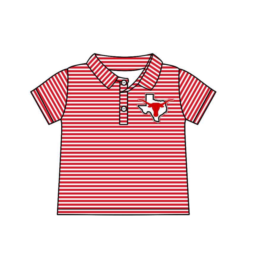 Deadline July 15 2025 T red stripe short sleeves kids boys polo team shirt
