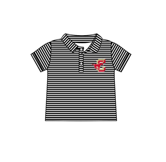 Deadline July 15 2025 black stripe horse short sleeves kids boys polo team shirt