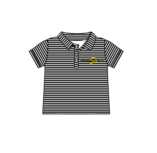 Deadline July 15 2025 S black stripe short sleeves kids boys polo team shirt