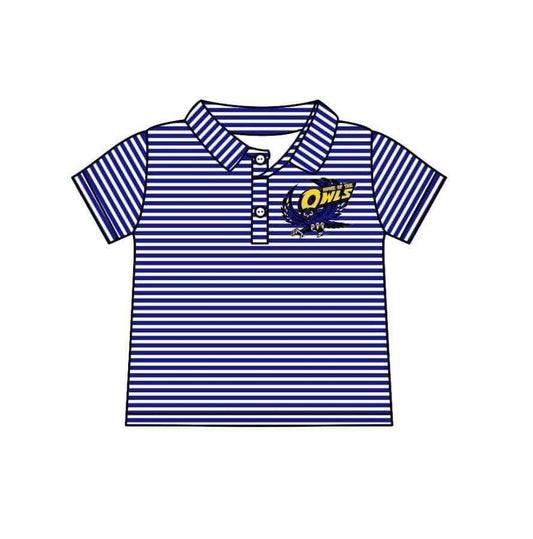Deadline July 15 2025 owls stripe short sleeves kids boys polo team shirt