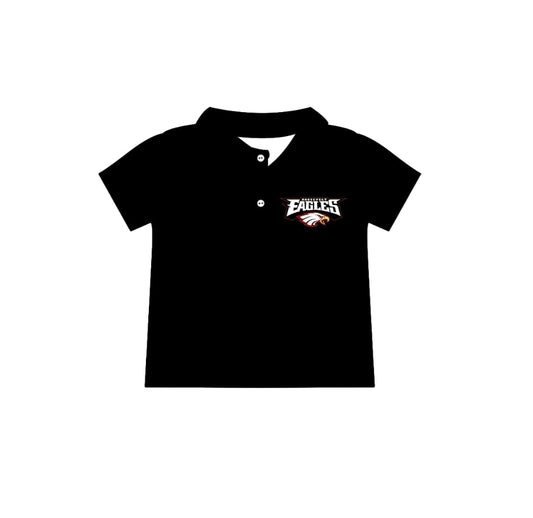 Deadline July 15 2025 eagles black short sleeves kids boys polo team shirt