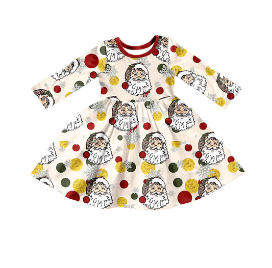 MOQ 5 jingle bell santa long sleeves baby girls Christmas dress