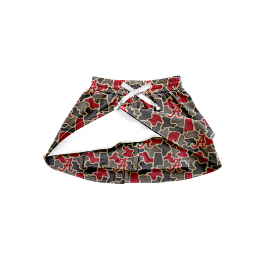 MOQ 5 pcs A camo kids girls team active skirt