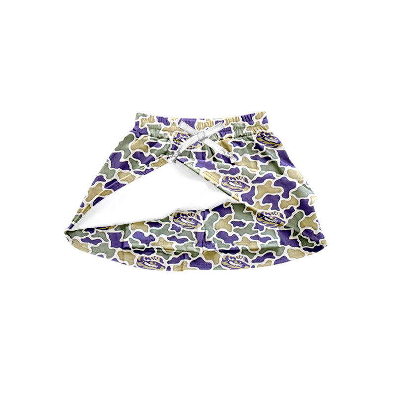 MOQ 5 pcs purple camo kids girls team active skirt