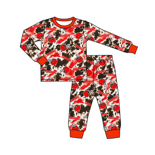 MOQ 3 pcs long sleeves tie dye baby kids team pajamas