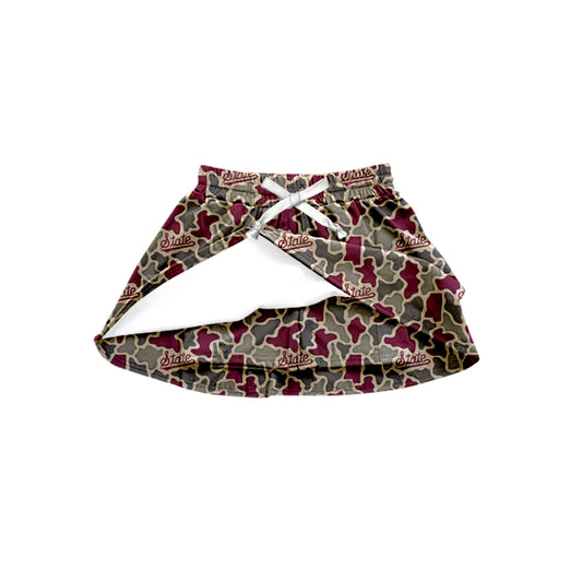 MOQ 5 pcs state camo kids girls team active skirt