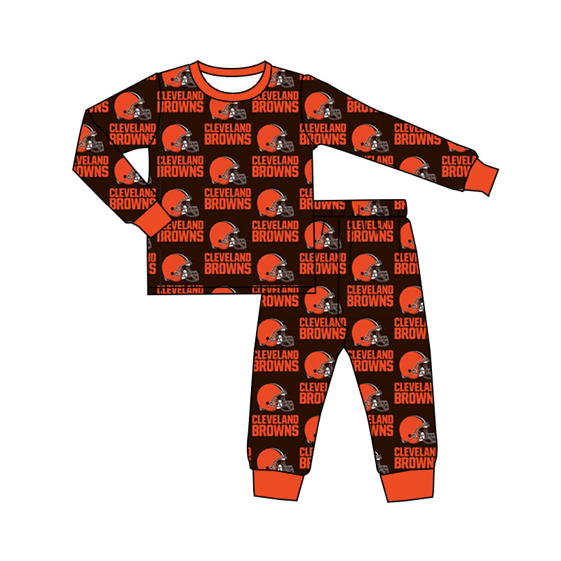 MOQ 3 pcs long sleeves orange black baby kids team pajamas