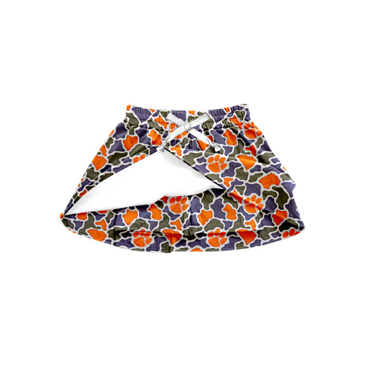 MOQ 5 pcs orange camo kids girls team active skirt