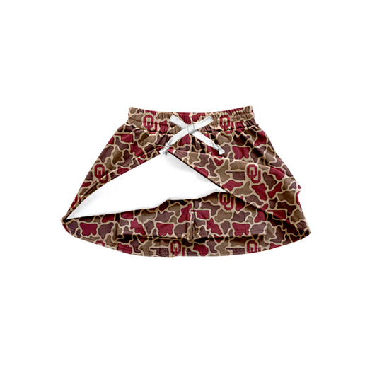 MOQ 5 pcs O U camo kids girls team active skirt