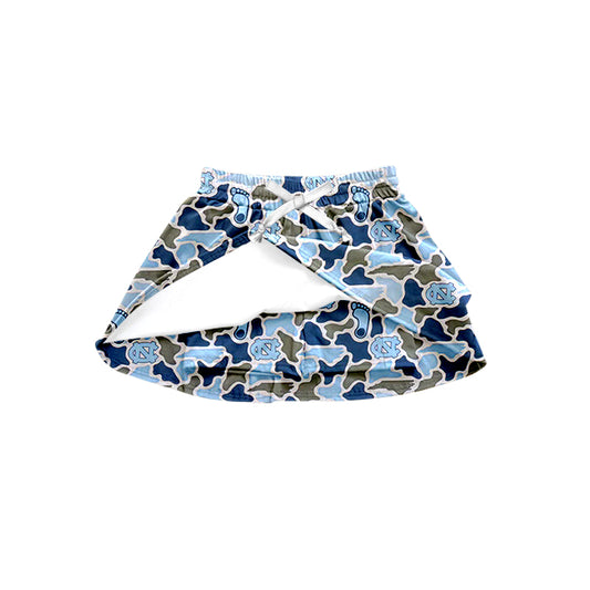 MOQ 5 pcs light blue camo kids girls team active skirt