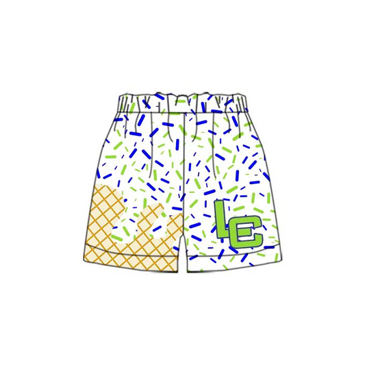 Deadline June 12 L C green white sprinkle adult men team shorts