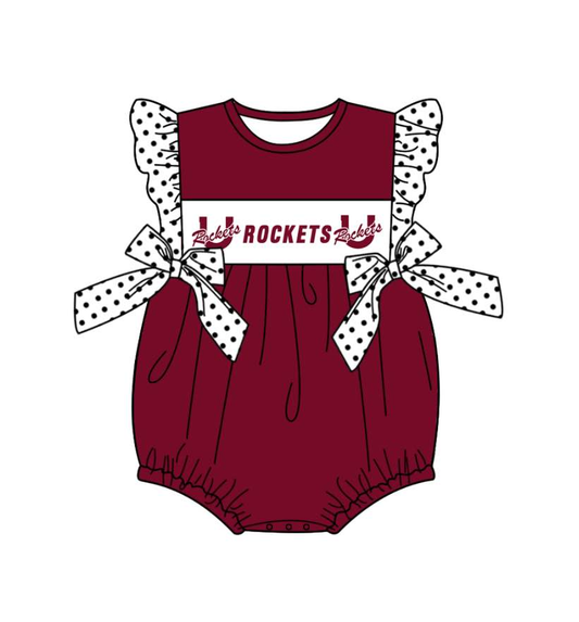 Deadline June 12 flutter sleeves rockets baby girls team romper