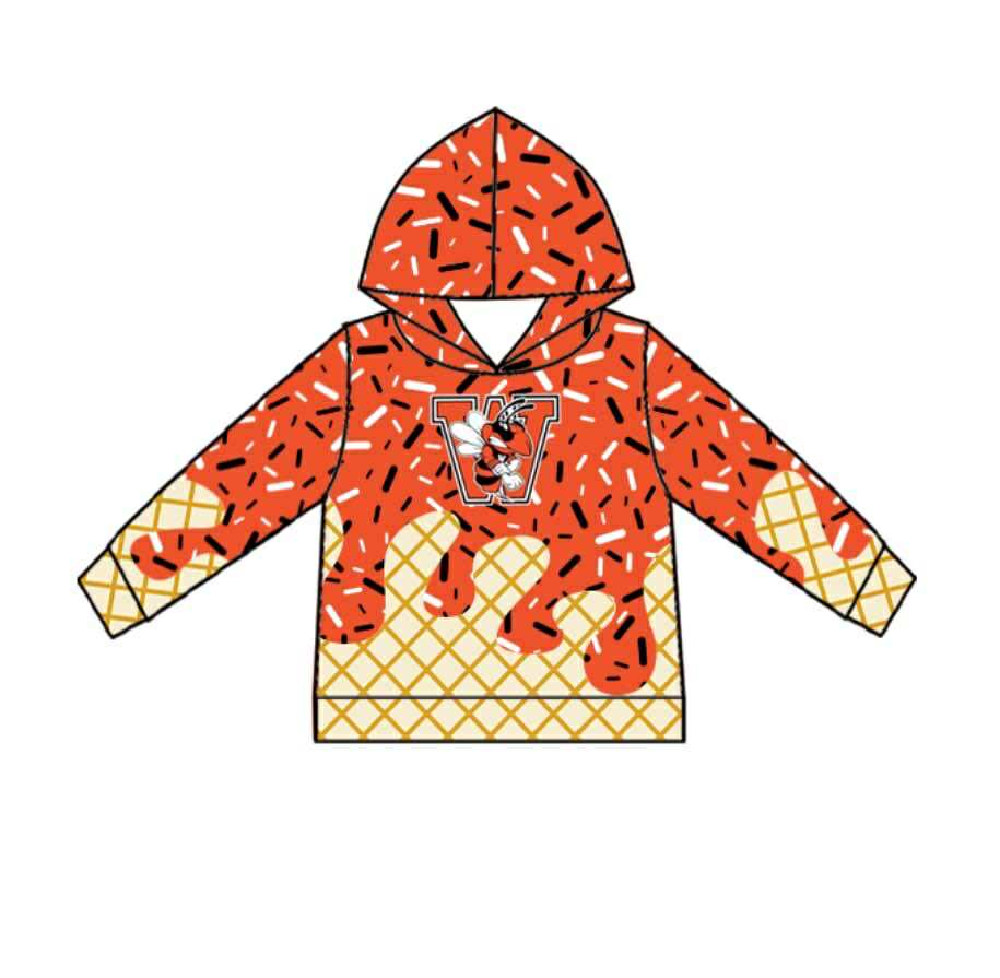 Deadline July 29 2025 long sleeves bee orange ice cream sprinkle kids team hoodie