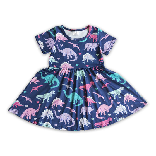 Girl Navy Dinosaur Dresses