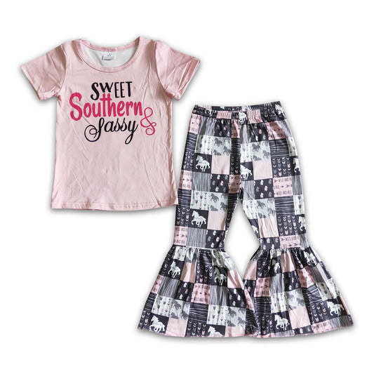 Girl Pink Lineman Bell Bottom Outfit