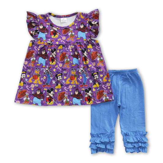 Purple pumpkin mouse tunic capris girls Halloween clothes
