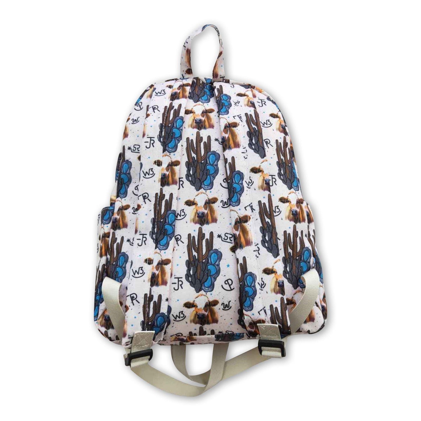 Cow cactus turquoise western kids backpack
