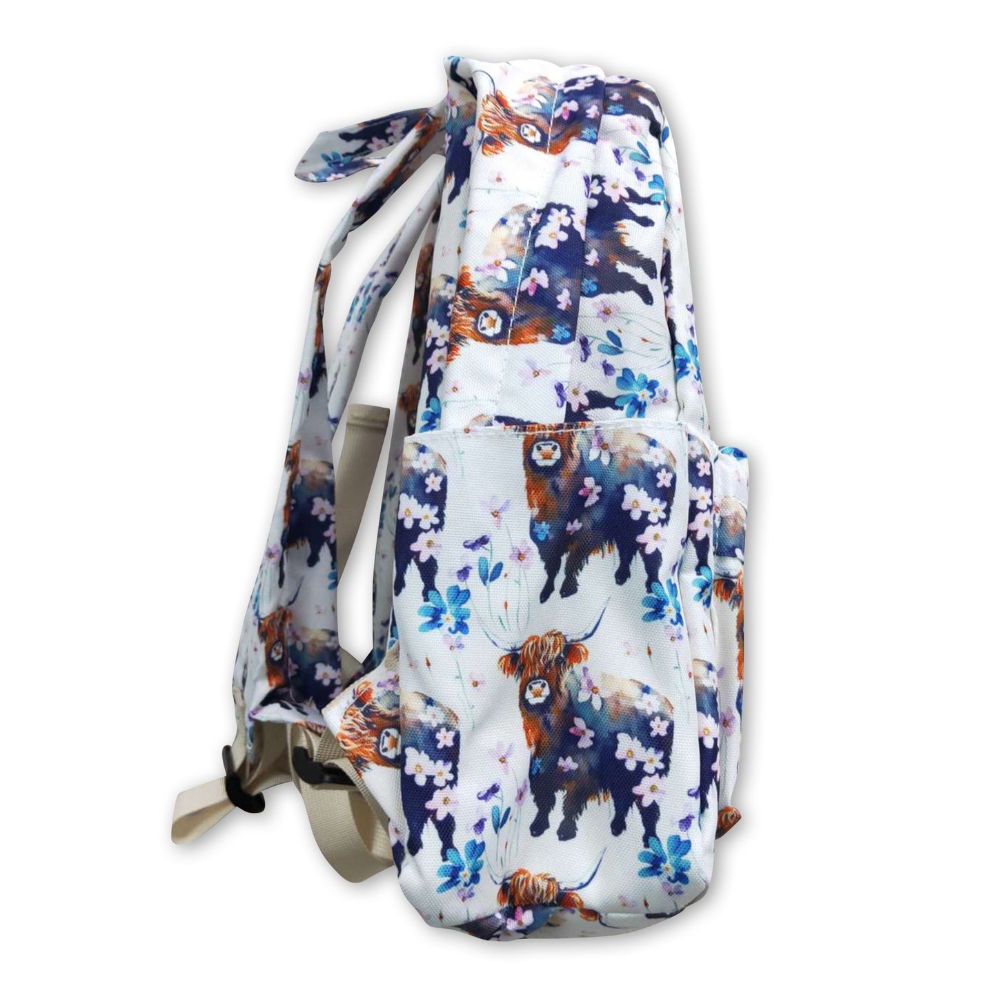 Highland cow floral kids western backpack